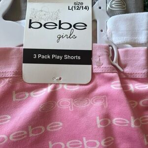 Bebe Girls Pink, White, and Gray Shorts Set